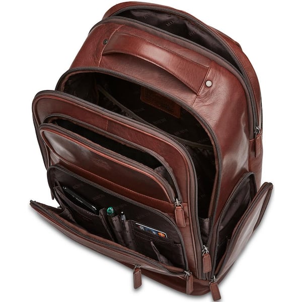 Mancini Buffalo Collection 15.6 in. Brown Leather Backpack for Laptop Mancini Buffalo Collection 15.6 in. Brown Leather Backpack for Laptop