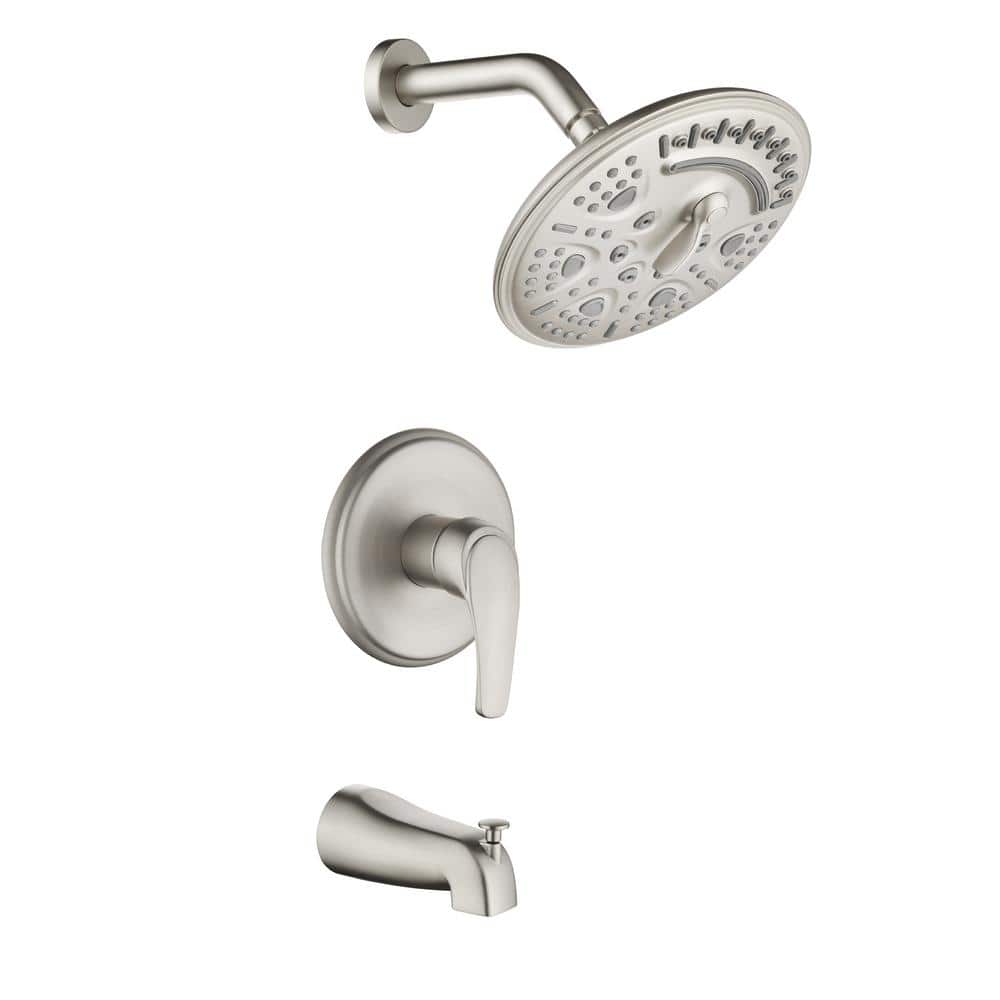 Single-Handle Wall Mounted 6-Spray Tub and Shower Faucet with 8 In. Shower 