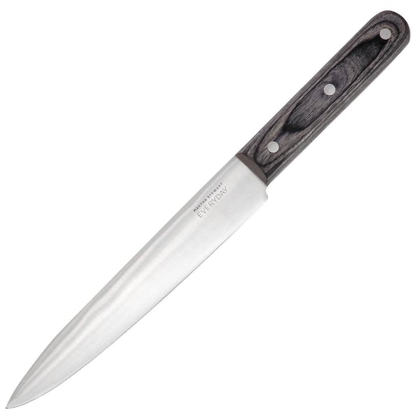 MARTHA STEWART EVERYDAY 8in. Stainless Steel Full Tang Slicer Carving Knife in Dark Gray with Wood Handle