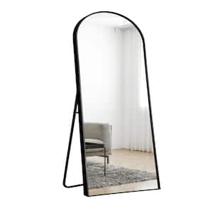 24 in. W x 71 in. H Wood Frame Arched Floor Mirror, Bedroom Living Room Wall Mirror in Black