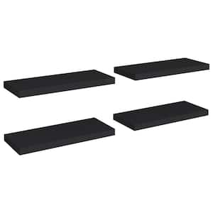 9.3 in. x 23.6 in. x 1.5 in. 4 pcs Black MDF Floating Decorative Wall Shelves