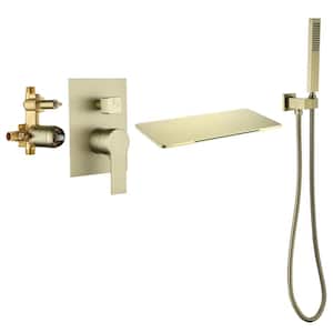 Single-Handle 1-Spray Wall Mount Tub and Shower Faucet in Brushed Gold (Valve Included)