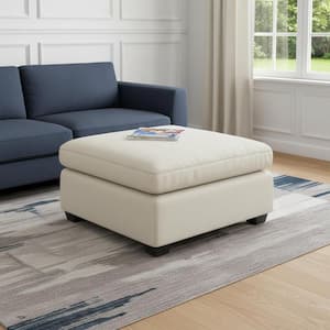 Beige Velvet Square Accent Ottoman
