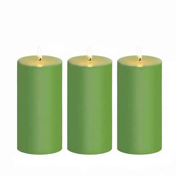 Green Unscented Smokeless Dripless Wax Single Wick Pillar Candle 3