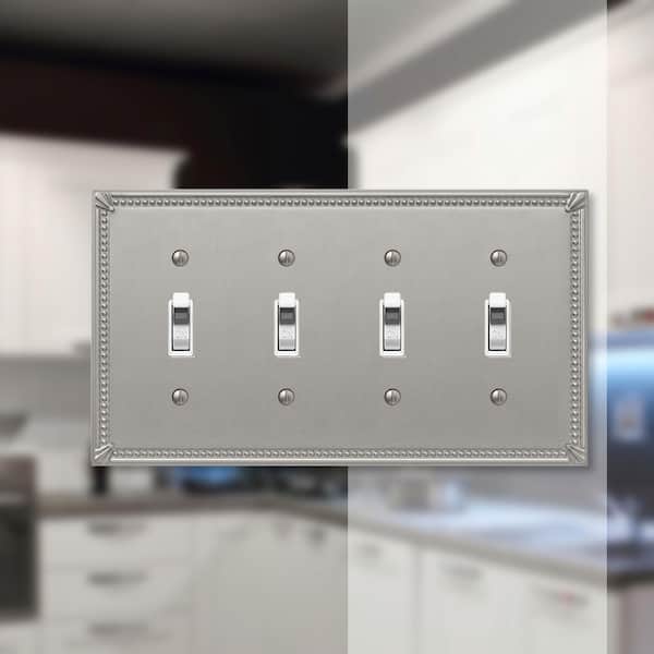 Imperial Bead 4 Gang Toggle Metal Wall Plate - Brushed Nickel