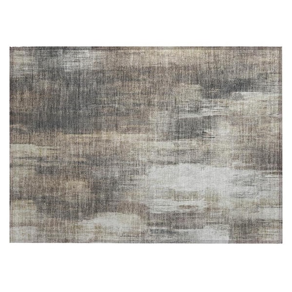 Taupe and Gray 2 ft. x 3 ft. Woven Abstract Rectangle Indoor/Outdoor Area Rug