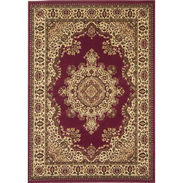 Unbranded Castello Burgundy 3 ft. x 5 ft. Traditional Oriental Medallion Area Rug