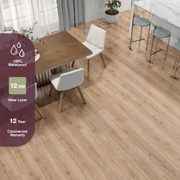 Russell Bay Ash 12 mm T x 8.03 in. W Waterproof Laminate Wood Flooring (15.9 sq. ft./case)