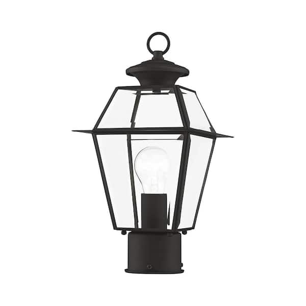 Ainsworth 14 in. 1-Light Black Cast Brass Hardwired Outdoor Rust Resistant Post Light with No Bulbs Included