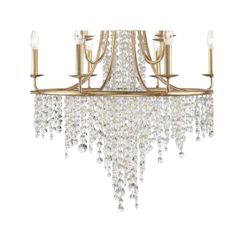 Antique Gold 12-Light Crystal Candle Chandelier