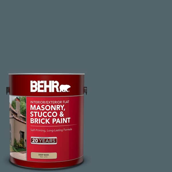 BEHR 1 gal. #N470-6 Whale Gray Flat Interior/Exterior Masonry, Stucco and Brick Paint