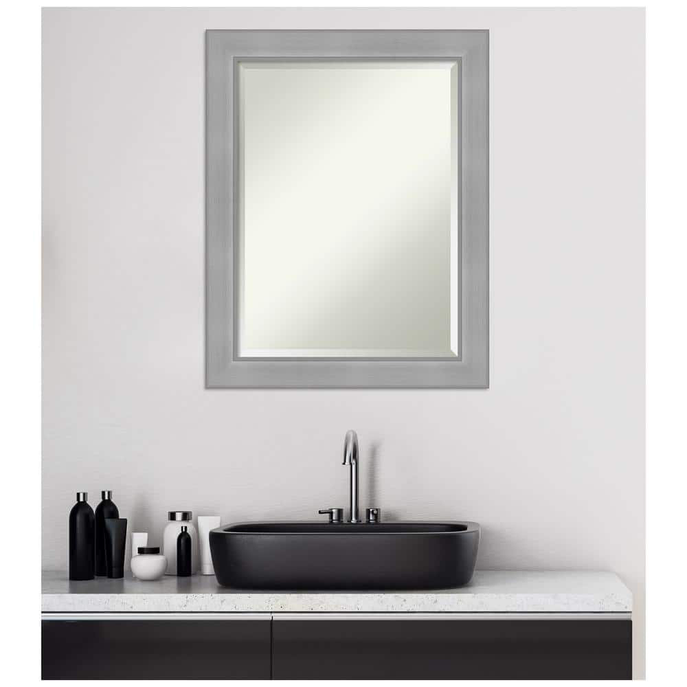 Vista Brushed Nickel Rectangular Bathroom Vanity Mirror