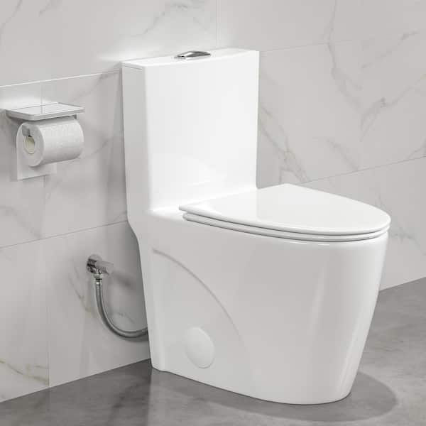 Reno 1-Piece 1.1/1.6 GPF Siphon Dual Flush Elongated ADA Chair Height Toilet in Crisp White, Seat Included