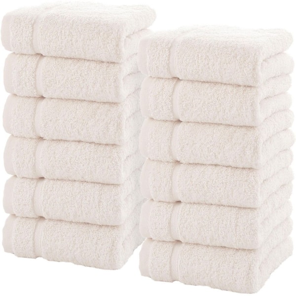 12-Piece Sea Salt Luxury Cotton Washcloths 13 x 13 -Hotel Spa Small Bath Towel Set