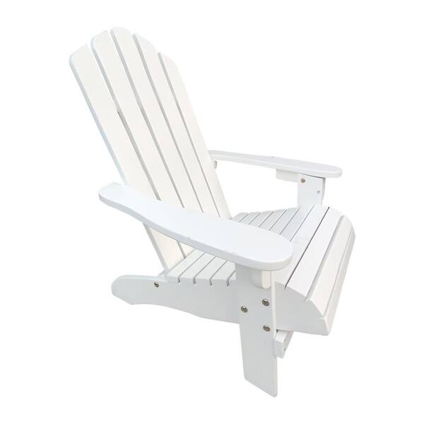 TIRAMISUBEST Outdoor Solid Wood Foldable White Adirondack Chair