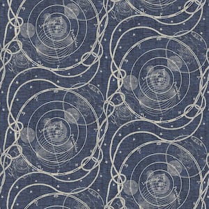Ropes and Spheres Indigo Vinyl Peel and Stick Wallpaper Roll (Covers 30.75 sq. ft.)