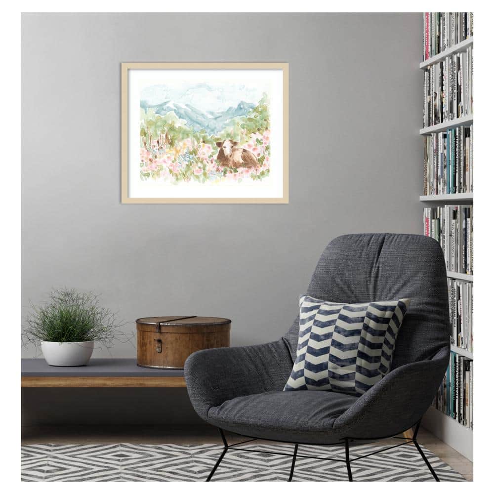Cow Meadow V Svelte Natural Framed Wall Art Print