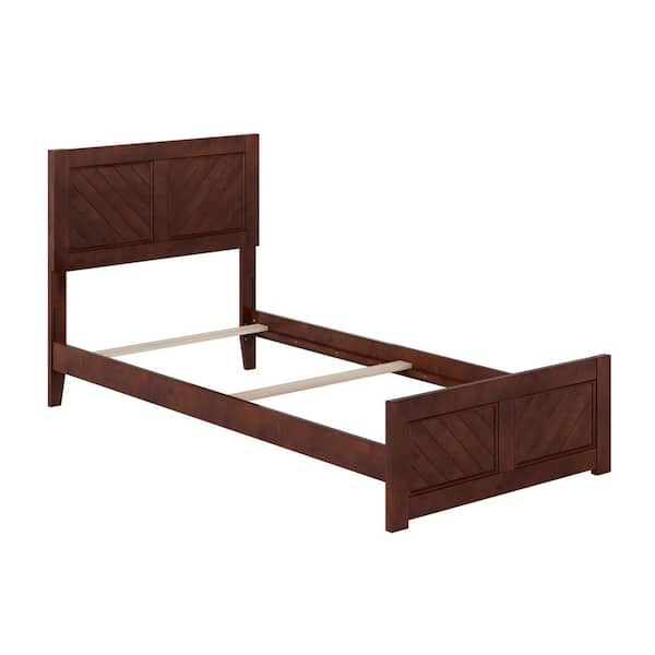 Canyon Walnut Brown Solid Wood Twin XL Panel Bed Frame with Matching Footboard