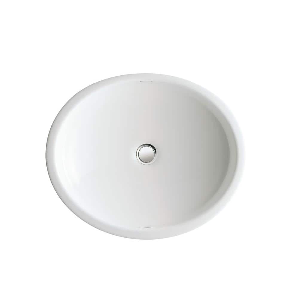 Canvas White Cast Iron Oval Undermount Bathroom Sink