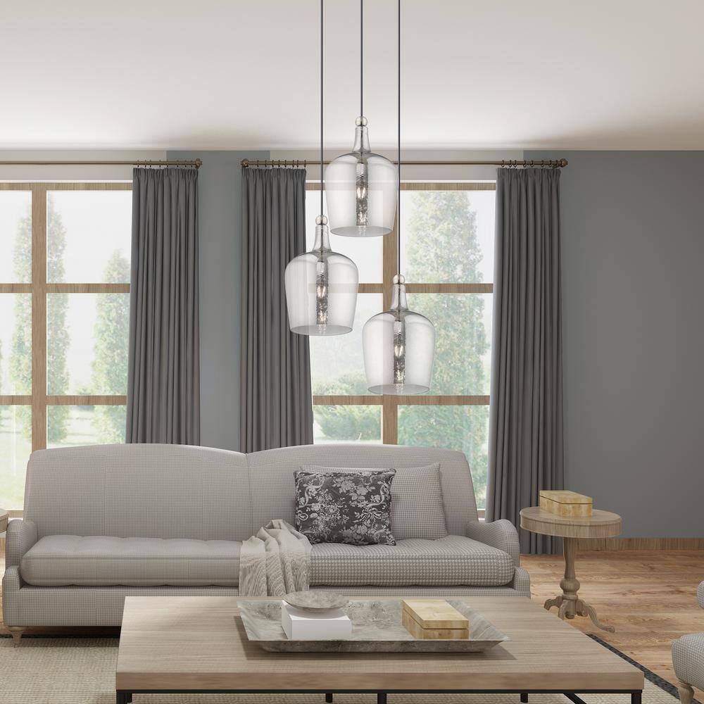 Carafe-Shaped Smoke Glass Mini Pendant with Brushed Nickel Finish