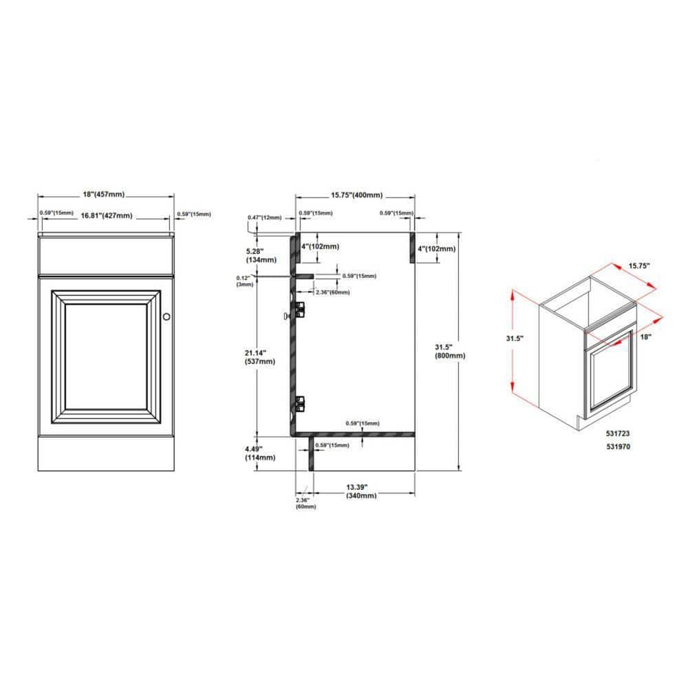 White MDF 18-Inch Single Door Bathroom Vanity