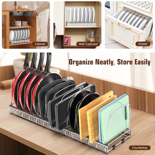 18" Tall Bakeware Organizer Rack - Chrome Wire Divider For Baking Sheets & Serving Trays - View #4