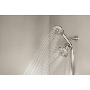 HydroEnergetix 8-Spray Patterns with 1.75 GPM 4.75 in. Wall Mount Dual Shower Heads in Spot Resist Brushed Nickel