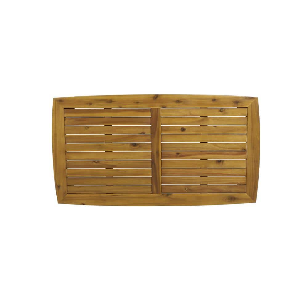 Teak Finish Rectangular Acacia Wood Outdoor Coffee Table