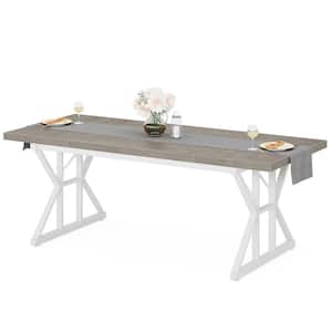 Roesler Gray Wood 70.86 in. W 4 Legs Long Dining Table Seats 6-8 for Living Room and Dining Room