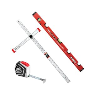 Drywall Set 36 in., T-Square, Utility Blade Aluminum Magnetic Level Set