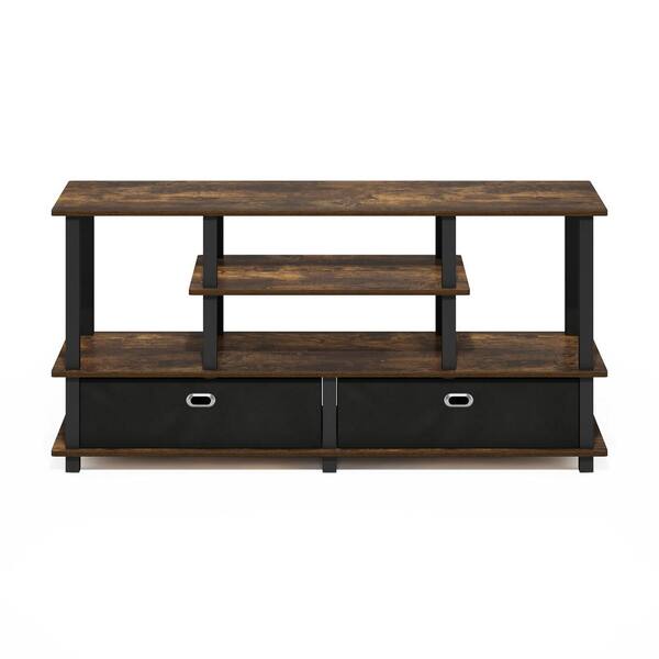 Furinno Jaya Amber Pine/Black/Black TV Stand Entertainment Center
