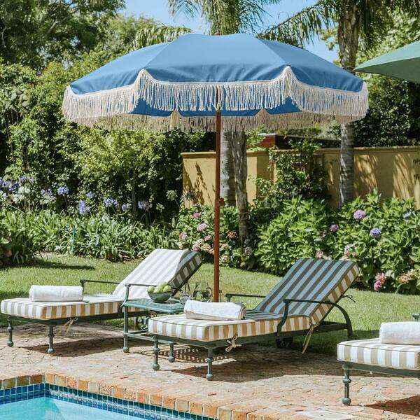 7 foot patio umbrellas Unbranded 7 ft. Steel Tilt Patio Umbrella in Blue L0DKJT21TR