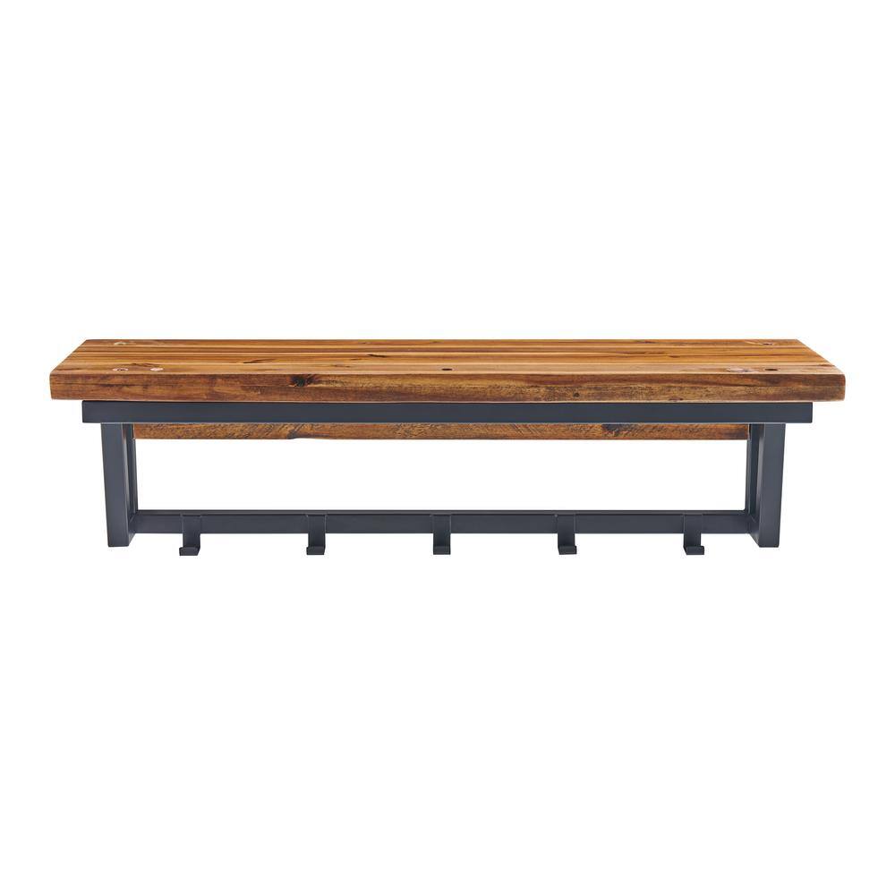 Claremont Medium Wood and Black Metal Hall Tree with Storage
