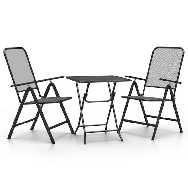 Zofi Dark Gray 3-Piece Metal Outdoor Bistro Set
