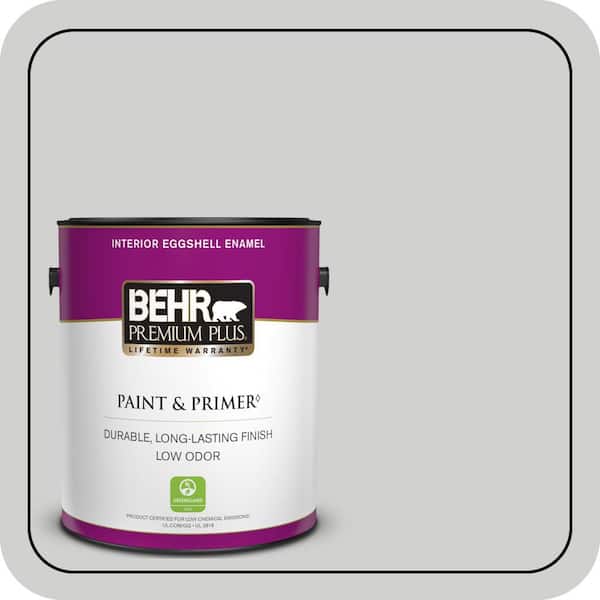 BEHR PREMIUM PLUS 1 gal. #N520-1 White Metal Eggshell Enamel Low Odor Interior Paint & Primer