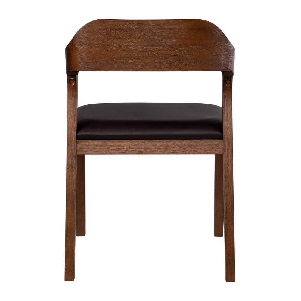 Chestnut Wire-Brushed Faux Leather Low Side Chair