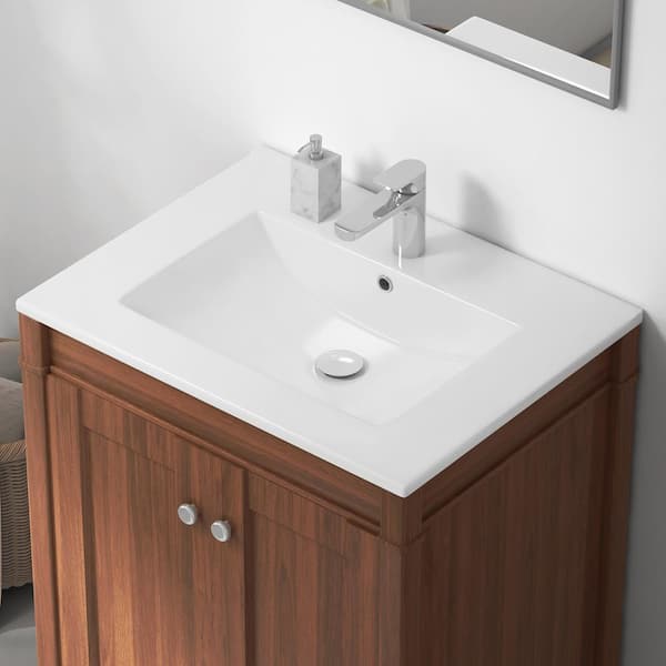 Eridanus Tucson 24 in. W x 19 in. D x 7 in. H 1-Piece Vitreous China Single Sink Vanity Top in Crisp White(Sink Only)