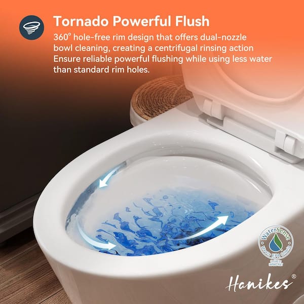 Hanikes 1-Piece 1.1/1.6 GPF Dual Flush Elongated WaterSense ADA