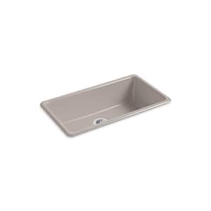 Iron/Tones 33 in. Drop-In/Undermount Single Bowl Cast Iron Kitchen Sink in Truffle