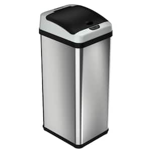 13 Gal. Platinum Rectangular Extra-Wide Stainless Steel Automatic Sensor Trash Can