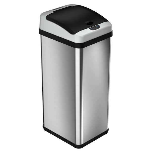 13 Gal. / 49 Liter Stainless Steel Round Open Top Household Metal Trash Can with Dual Odor Filters
