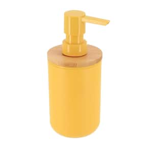 Padang Freestanding Soap and Lotion Pump Dispenser with Bamboo Top 10 fl oz Yellow
