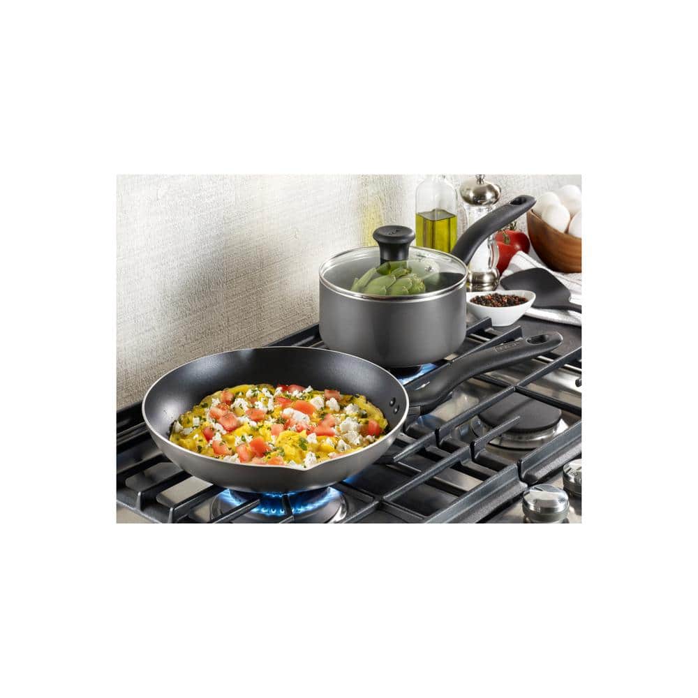 T-fal 10-Piece Nonstick Aluminum Cookware Set in Black