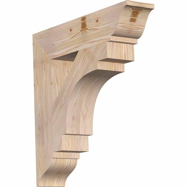 Ekena Millwork 5.5 in. x 28 in. x 28 in. Douglas Fir Merced Traditional Smooth Bracket