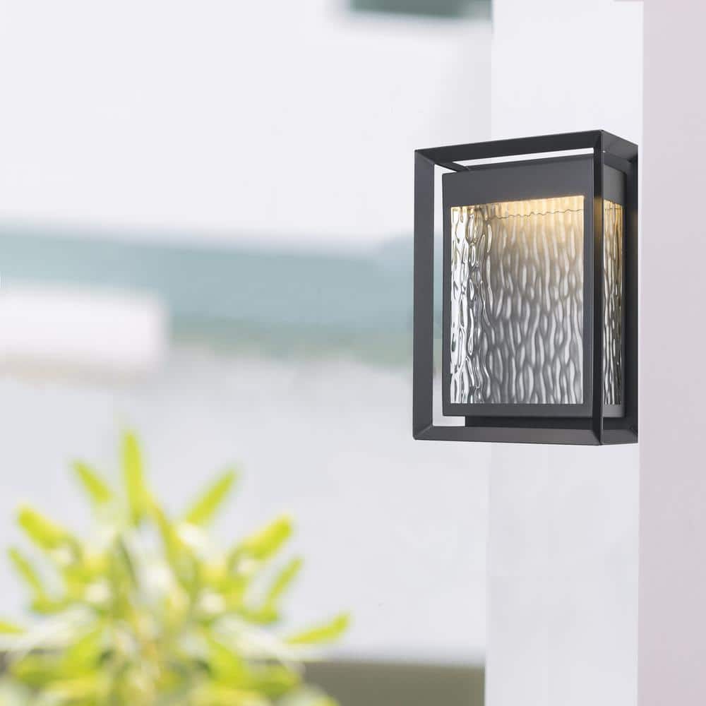 Steelwater 10 in. Black Integrated LED Outdoor Wall Light Fixture with Clear Water Glass price history on PriceWatchPro
