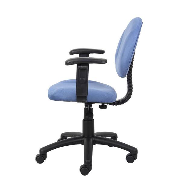 Boss Office Products Microfiber Deluxe Posture Chair with Adjustable Arms, Blue/Black