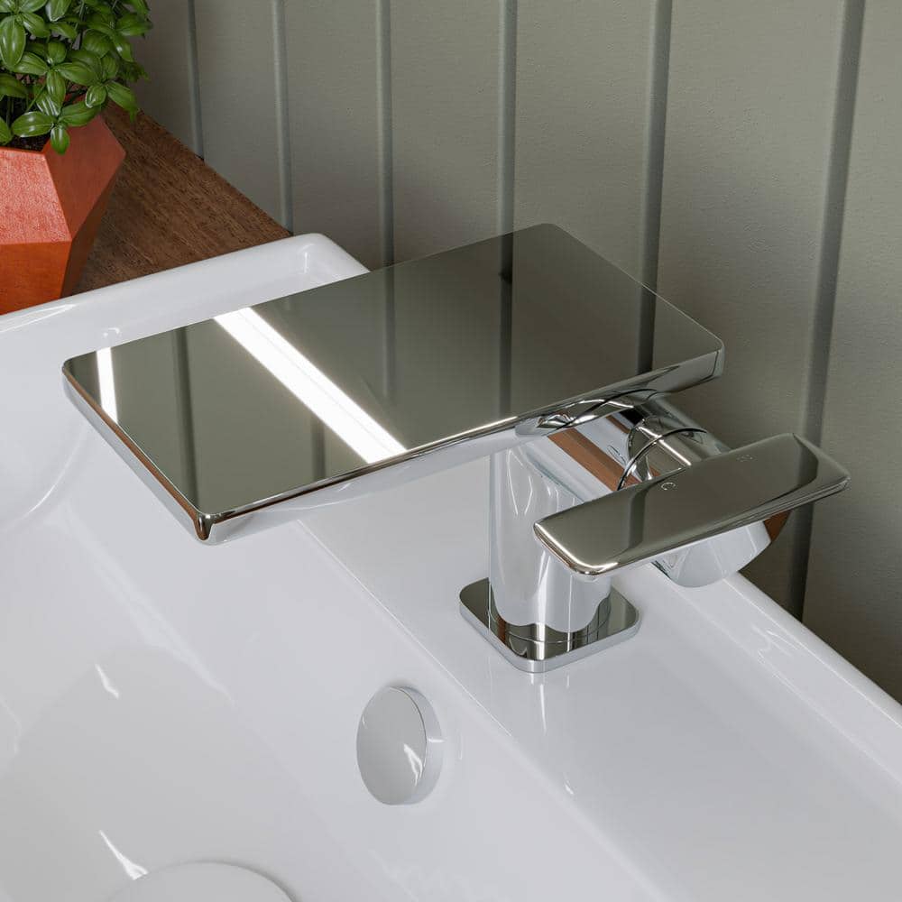 Polished Chrome Single-Lever Bathroom Faucet with Shelf Spout