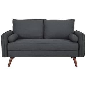 Revive 60 in. Gray Polyester 2-Seater Loveseat with Tapered Wood Legs