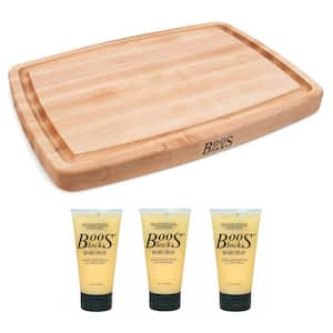 20 in. x 15 in. Oval Maple Wood Reversible Cutting Board with Natural Moisture Cream