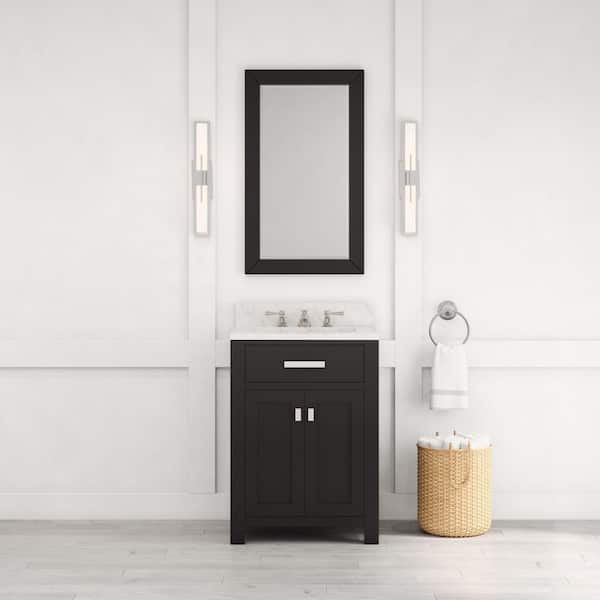 Madison 24 in. W x 21.5 in. D x 34 in. H Single Sink Bath Vanity in Espresso with Carrara White Marble Top